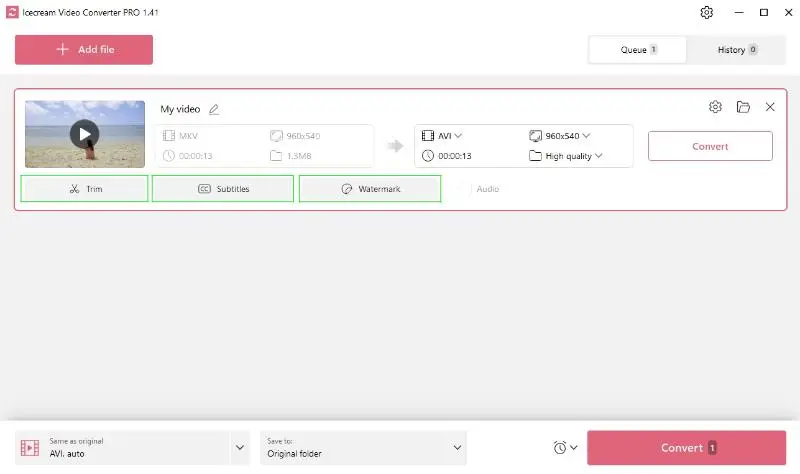 Video conversion settings 3 Video conversion settings 3